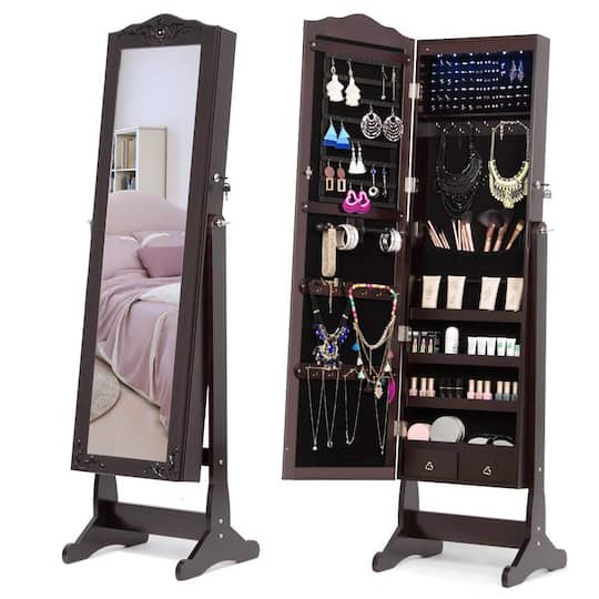 Chocolate Brown Vintage Upstanding Jewelry Armoire